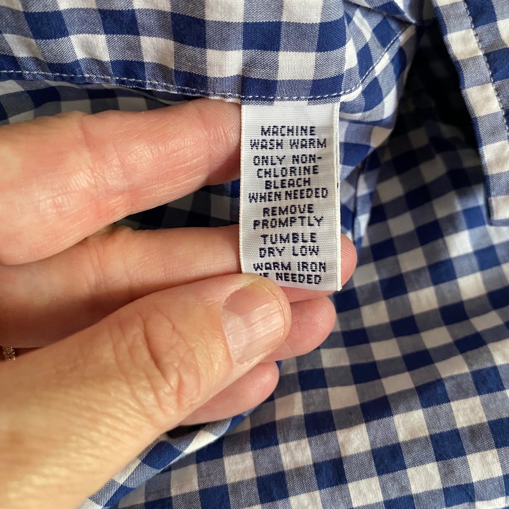 Ralph Lauren EUC Mens 2XLT Blue Gingham Short Sleeve Button Up Shirt Yellow Pony - Picture 5 of 5